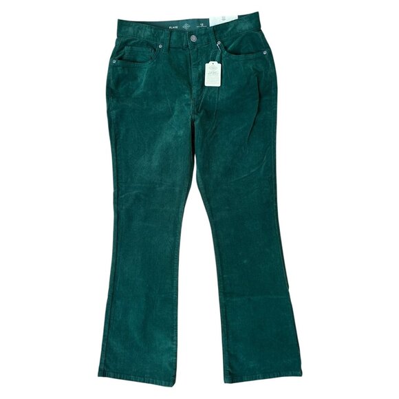 NWT Forrest Green Elastic High Waist Flare Corduroy Pants Size 12 - Picture 1 of 5